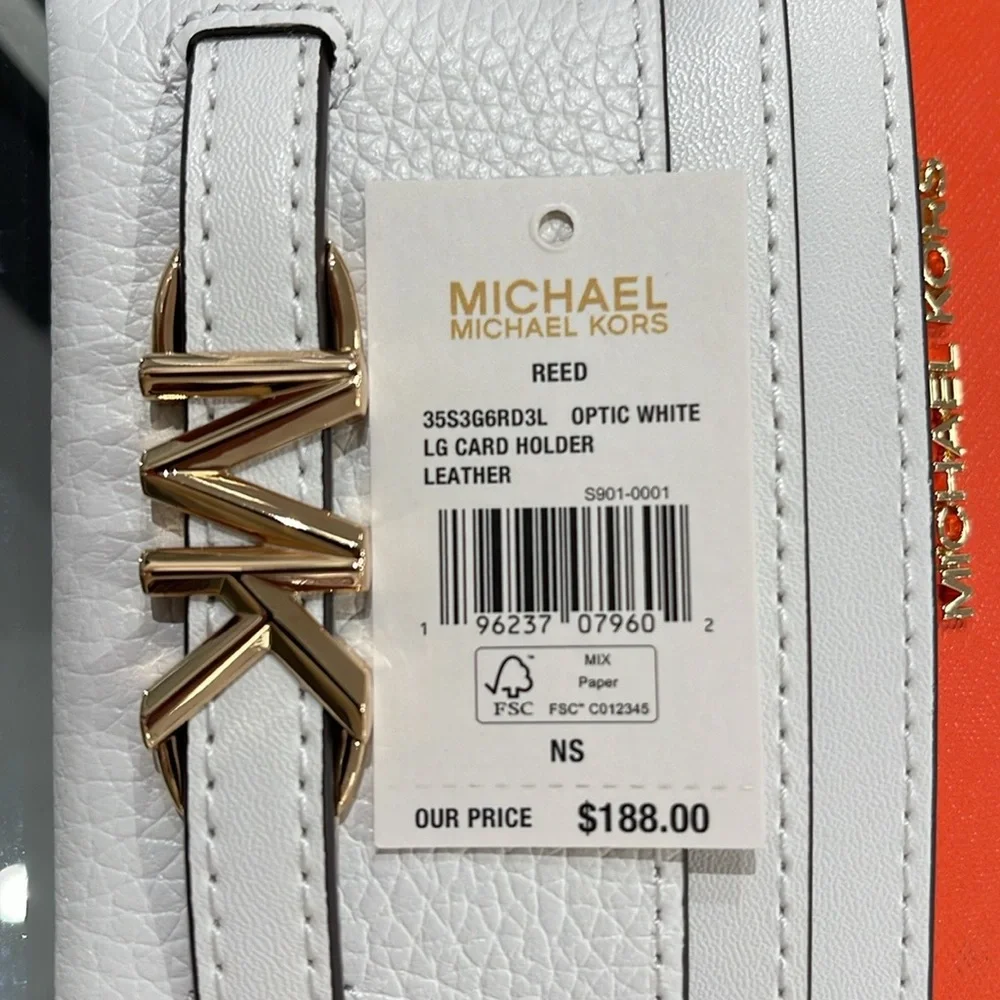 MICHAEL KORS
Reed Large Pebbled Leather Card Holder Case
Optic White 
NWT - Picture 14 of 16